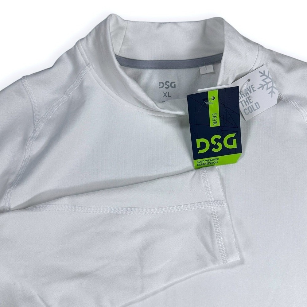 DSG Mens Cold Weather Compression Shirt White Mock Neck Long Sleeve XL RN104141